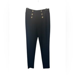 ZARA High Waisted Black Pants Double Breasted Gold Buttons legging size L